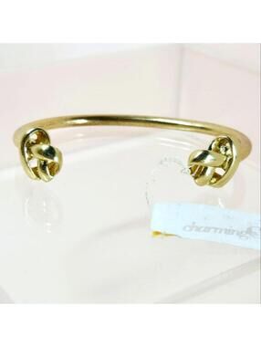 Charming Charlie Love Me Knot Gold Tone Cuff Bracelet NWT